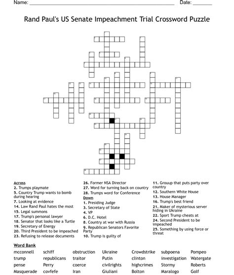 Here are the possible solutions for "Impeachment channel" clue. . Impeachment channel crossword clue